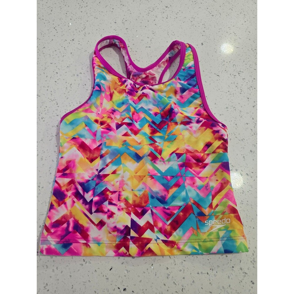 Speedo Girls Swim Tank Top Size 4/5 Colorful Racerback Swim Top